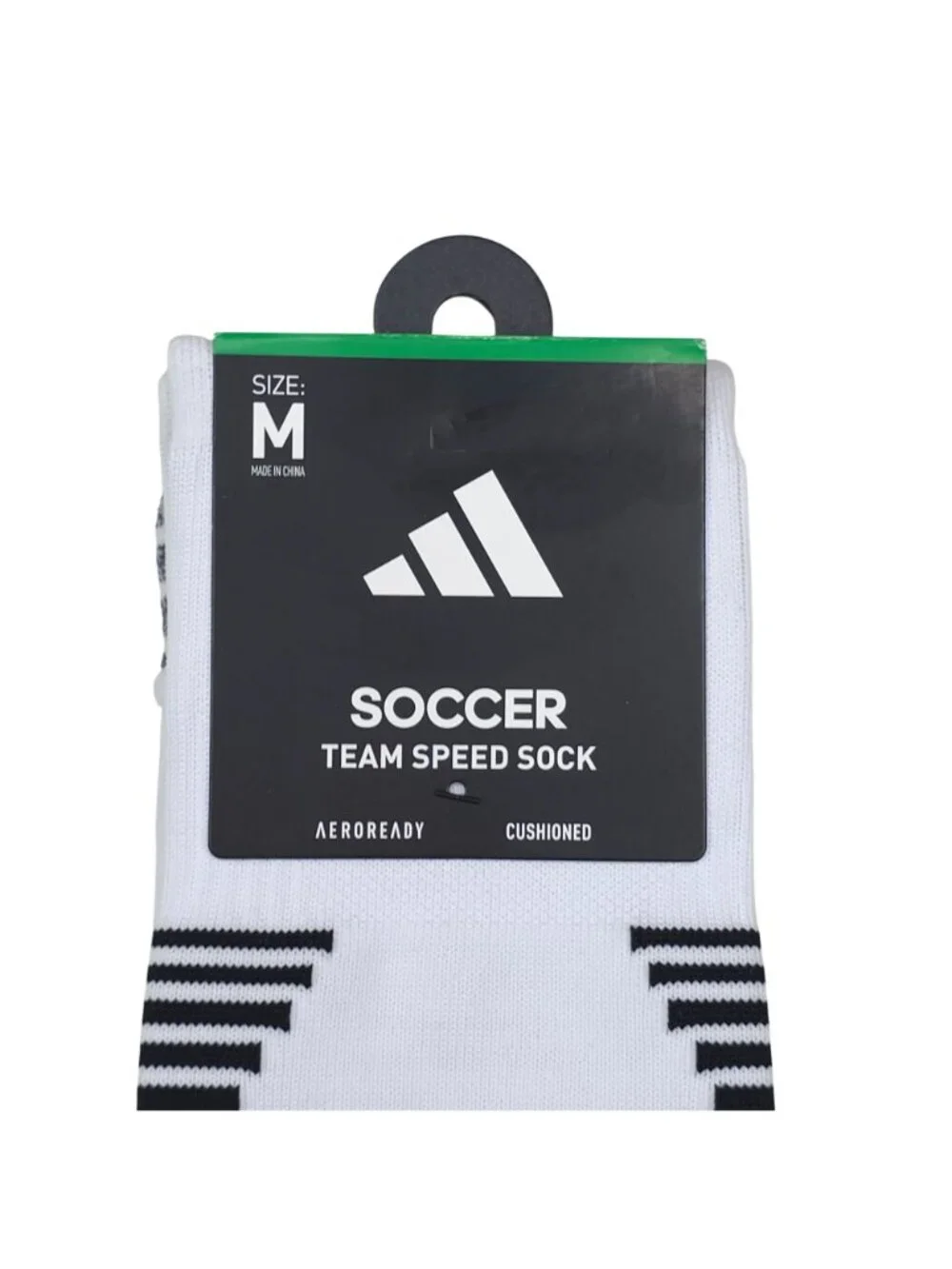Adidas Team Speed Soccer Socks Medium White & Black Aeroready Recycled Content